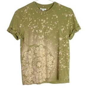 Frank And Oak Tee Womens Size Small Hemp Cotton Green Upcycled Floral Handmade